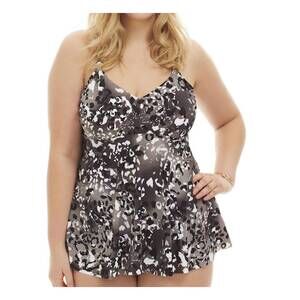 NEW ALWAYS FOR ME plus size underwire tankini top in grey